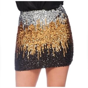 Anna-Kaci Sparkle & Shine Gold Silver Black Party Sequin Mini Skirt